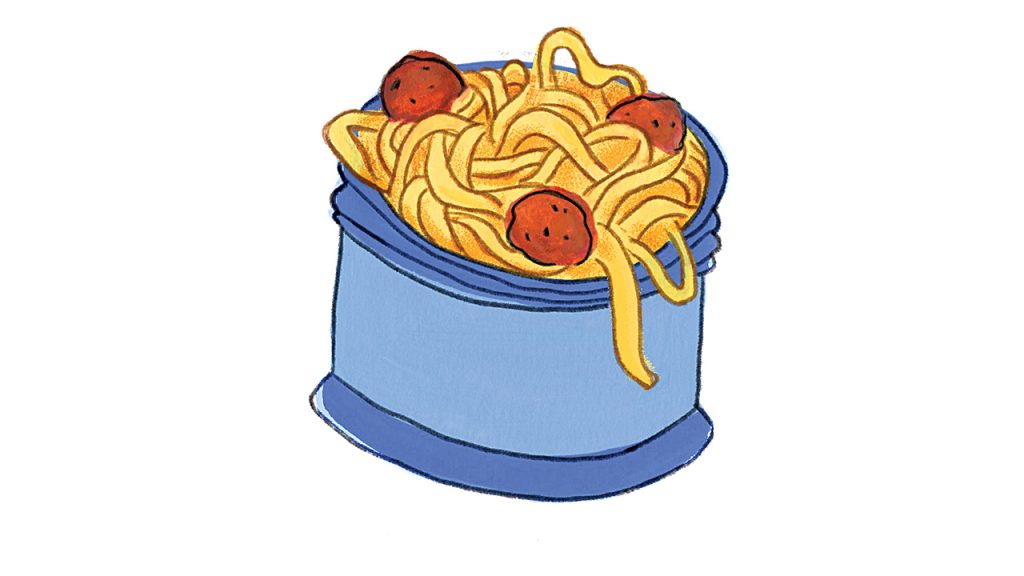 Spaghetti in a canteen.