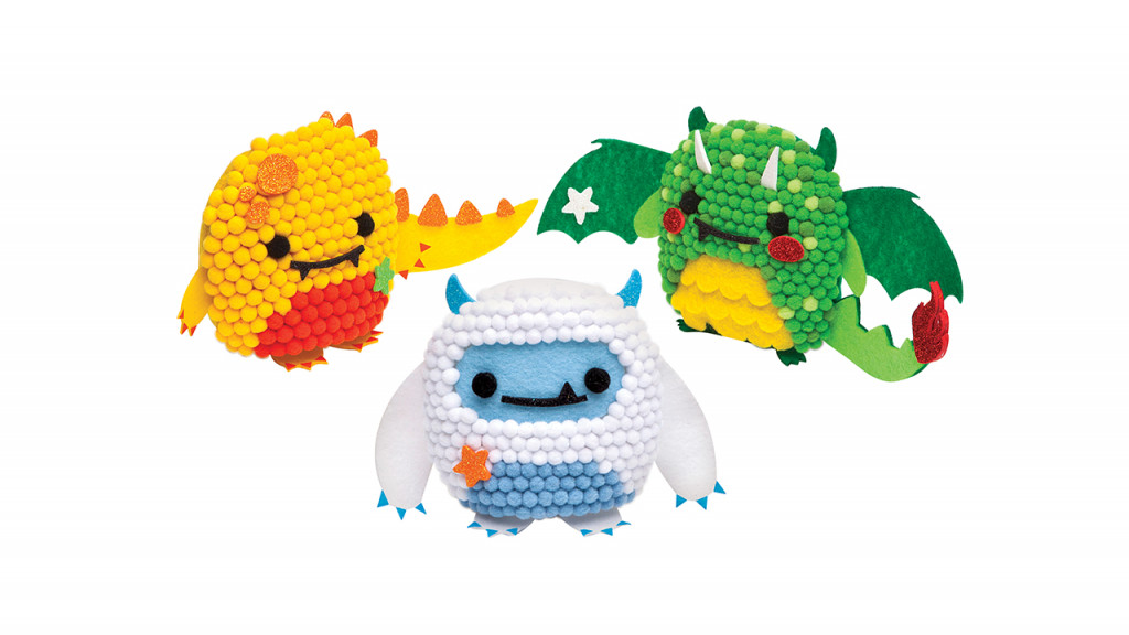 Three ferocious pom creatures preschool toys