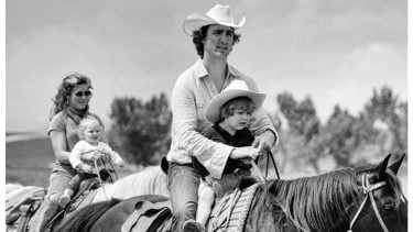 Justin Trudeau and family on horseback
