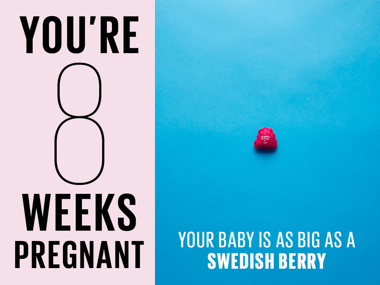 8 weeks pregnant baby size represented by swedish berry