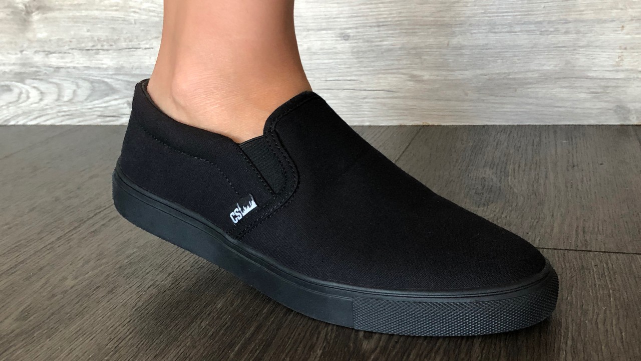 black canvas loafer shoe