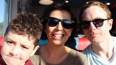 The author with her son and husband at Dairy Freeze after switching to intuitive eating
