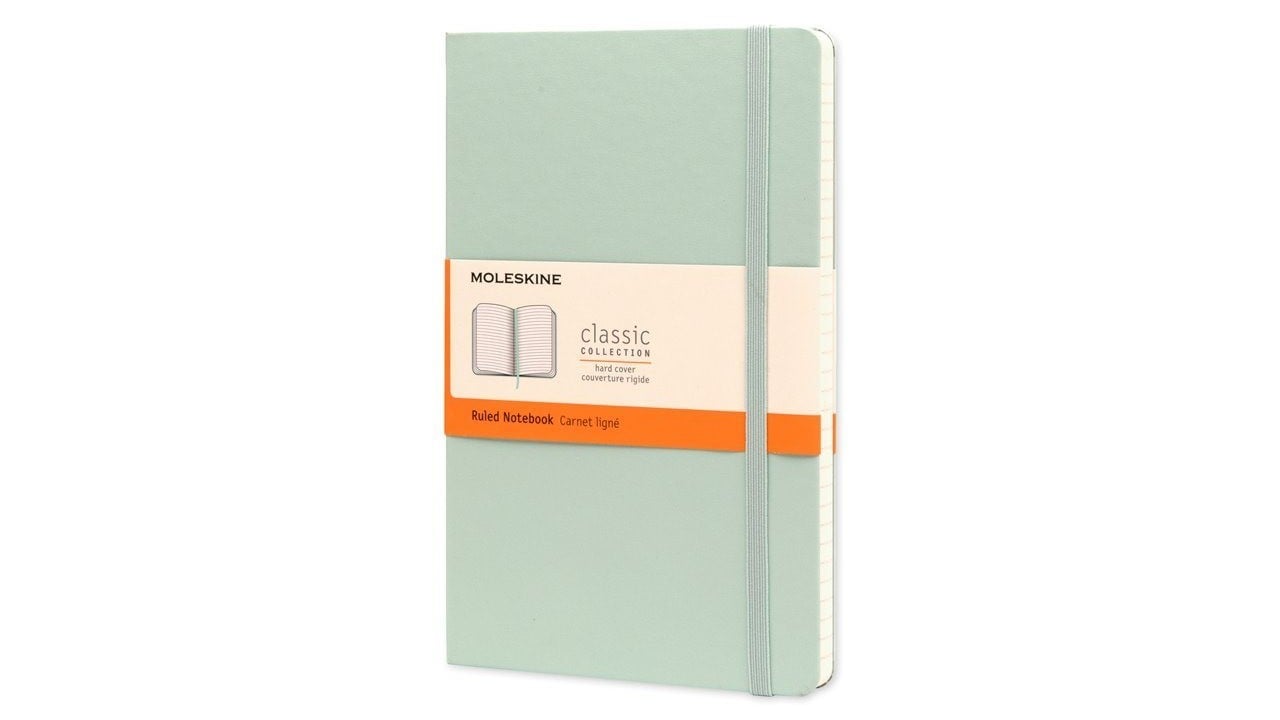 mint green lined notebook