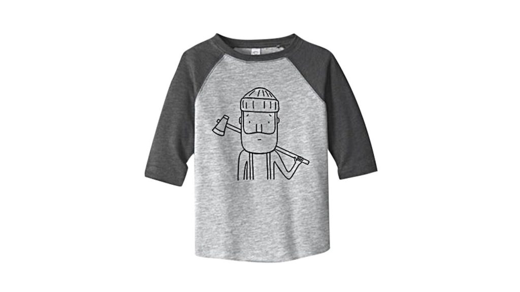 grey kids' shirt with lumberjack print