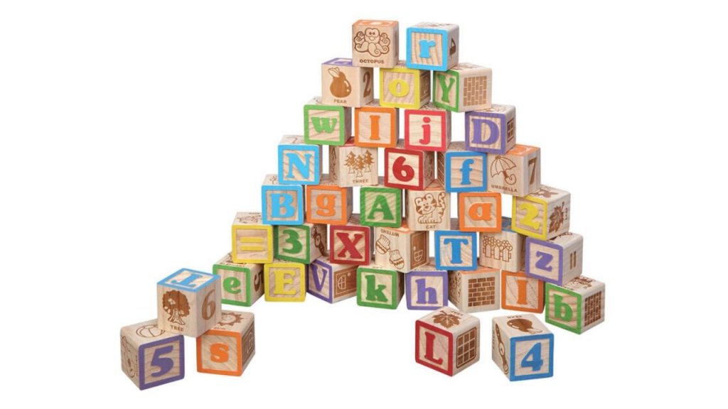 Stacked alphabet blocks