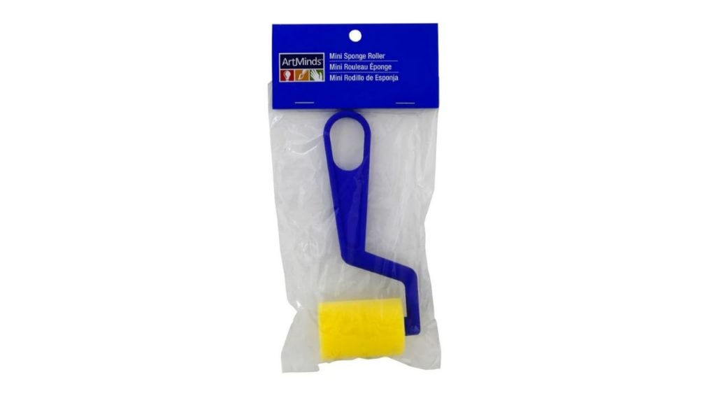 Yellow sponge roller with blue handle