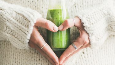 lady with green smoothie