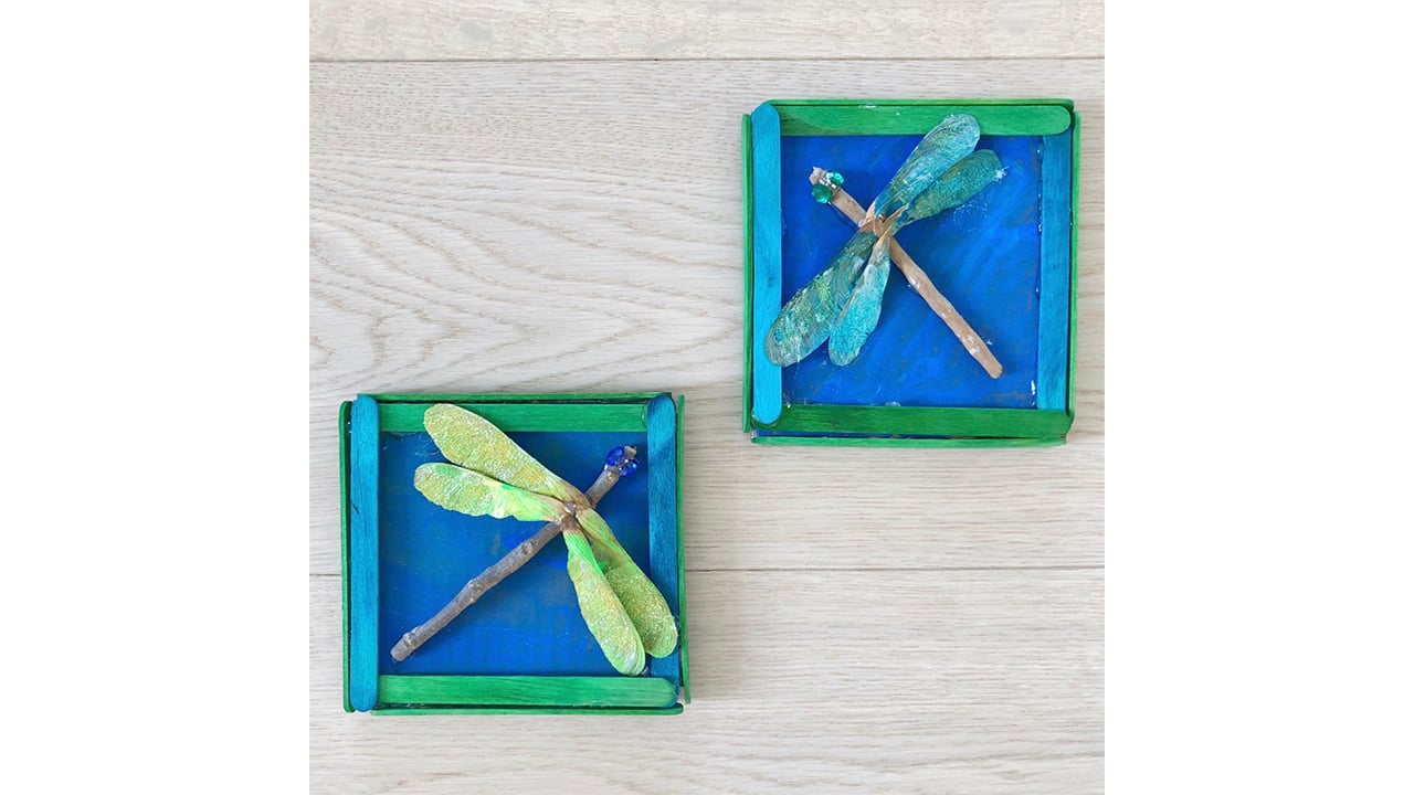 dragonfly art made from natural materials