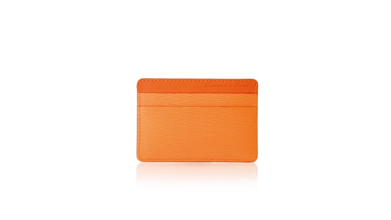 orange leather card holder