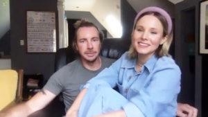 Kristen Bell and Dax Shepard on a Zoom call