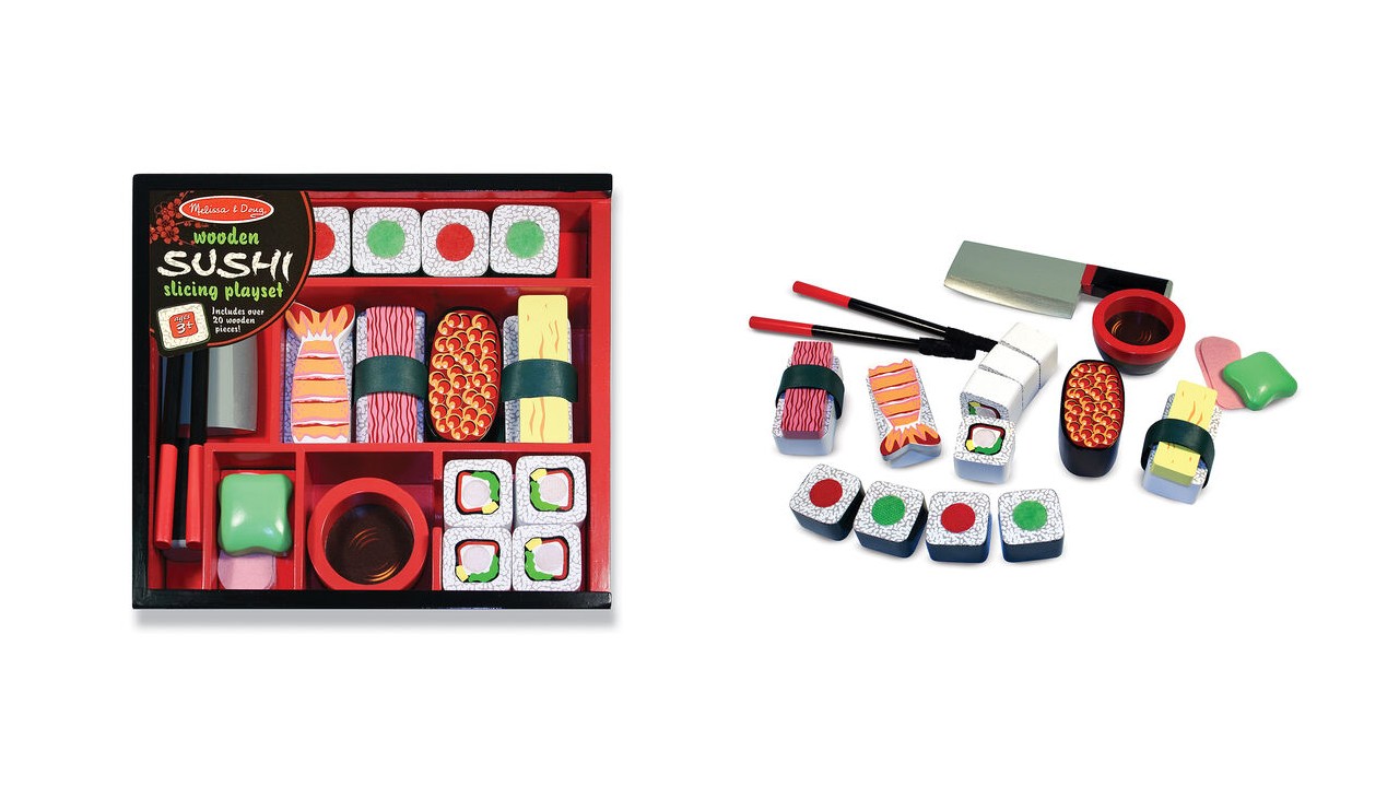 sushi wooden food play set