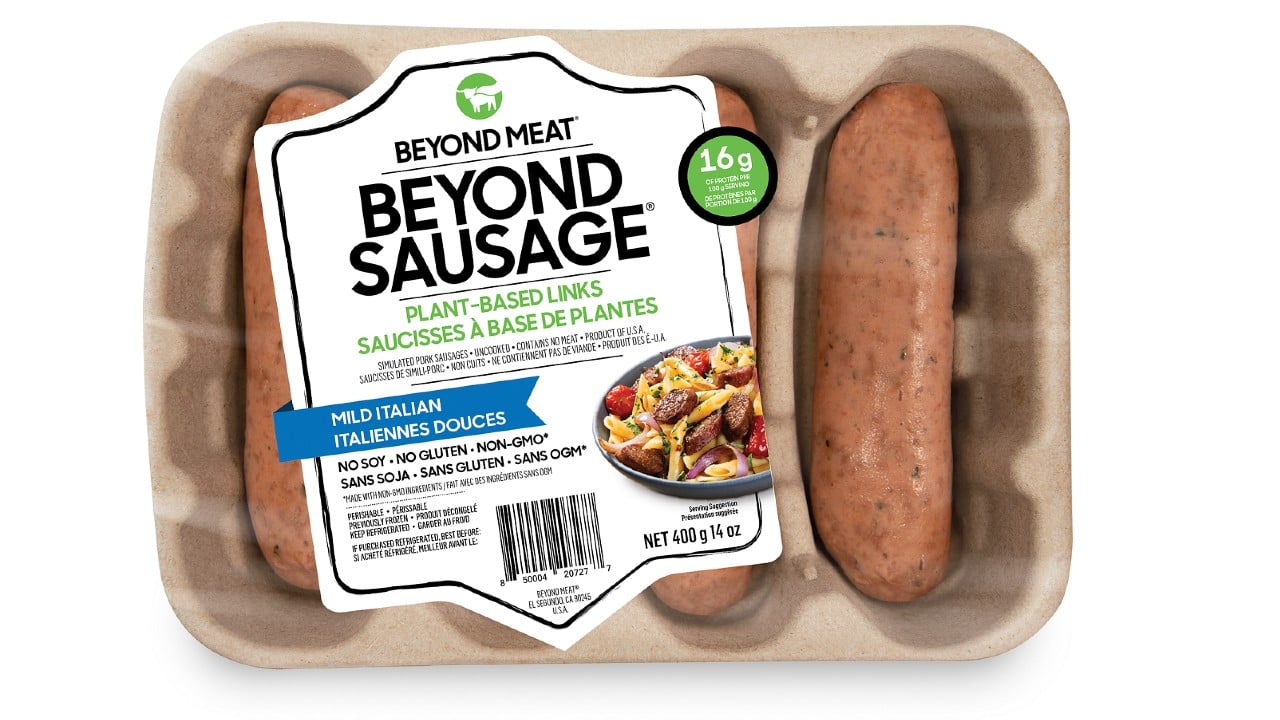 Beyond Meat Beyond Sausage in store packaging