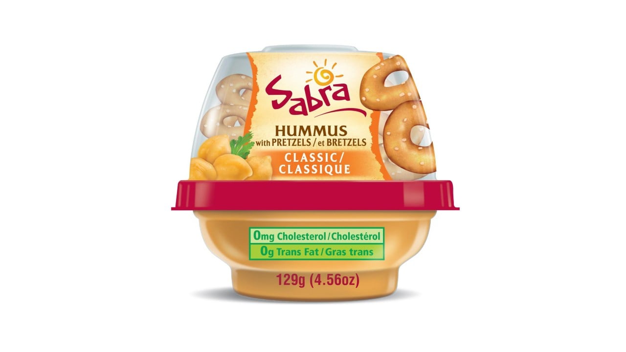 Hummus and pretzel snack