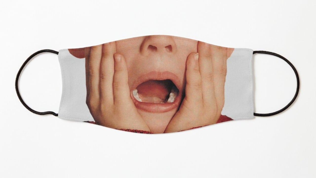kids face mask with Home Alone iconic screaming face