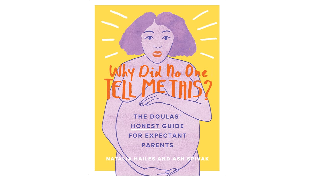 cover of Why Did No One Tell Me This? showing an illustration of a pregnant woman with a shocked expression on her face