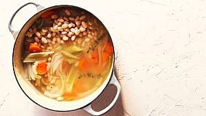 pot of beans with broth