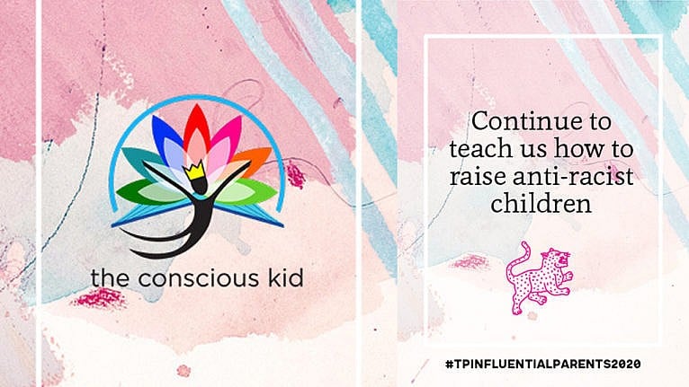 The Conscious Kid logo on a watercolour background beside text that says 