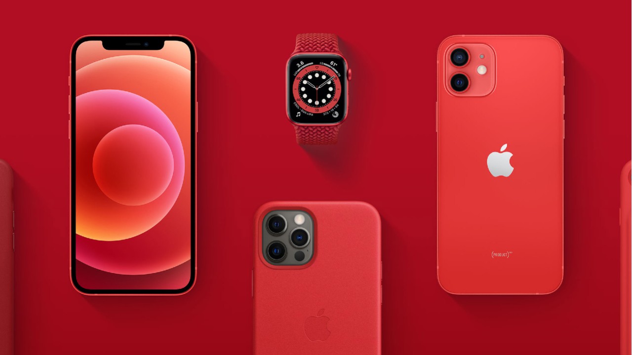 Product red devices on red background