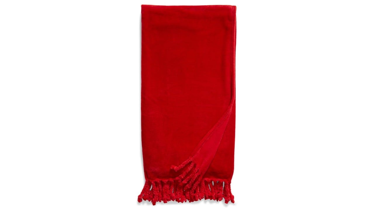 red plush throw blanket
