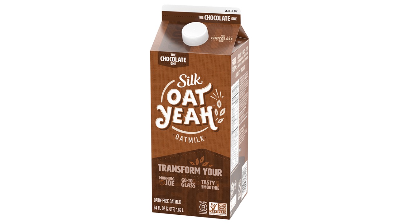 carton of chocolate oat-based milk