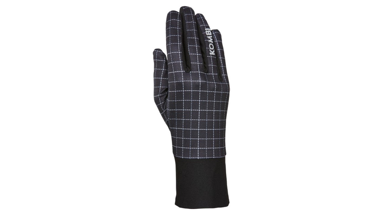 Grey gloves with white grid