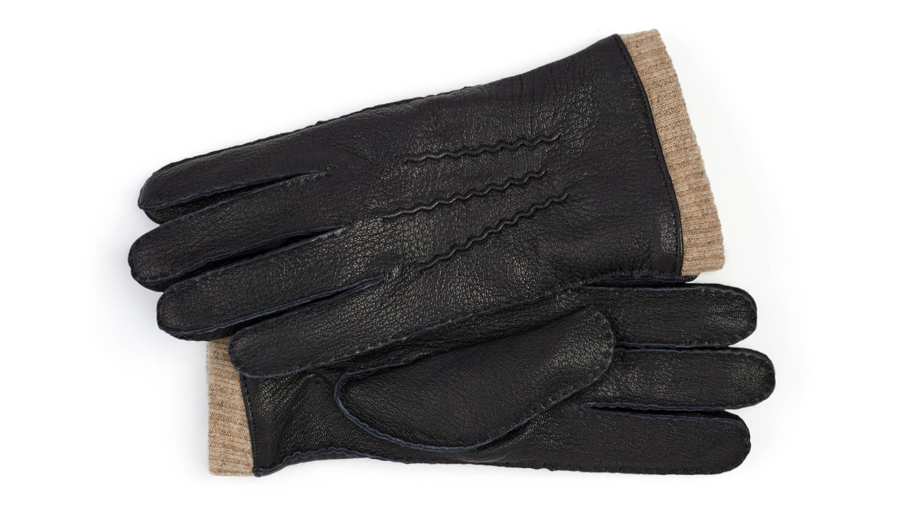 men's textured leather gloves