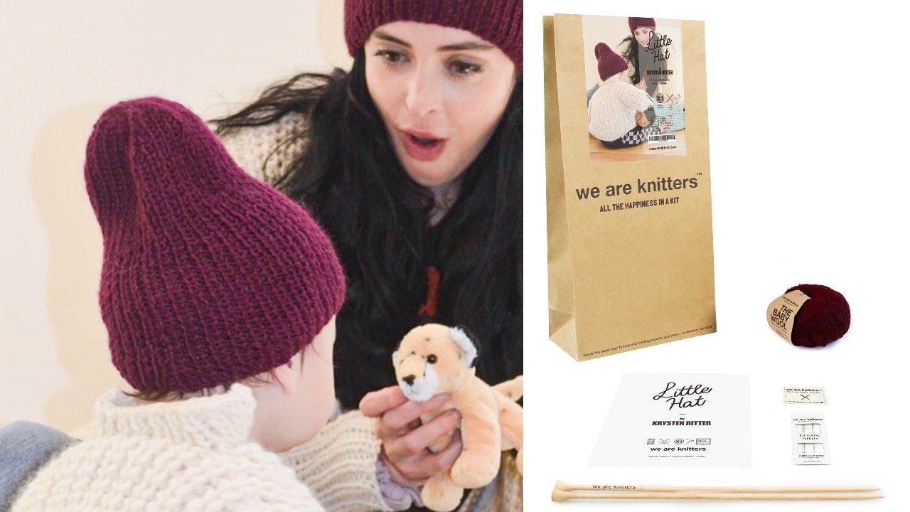 knitting kit to make little hat for kid