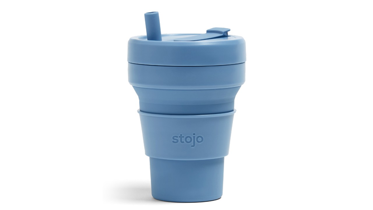 blue silicone collapsible drinking cup