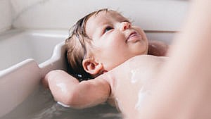 Close-up of baby in the bath
