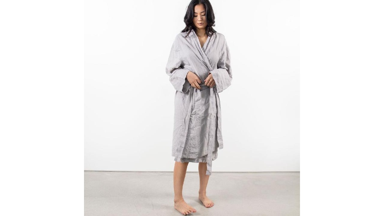 women wearing linen robe