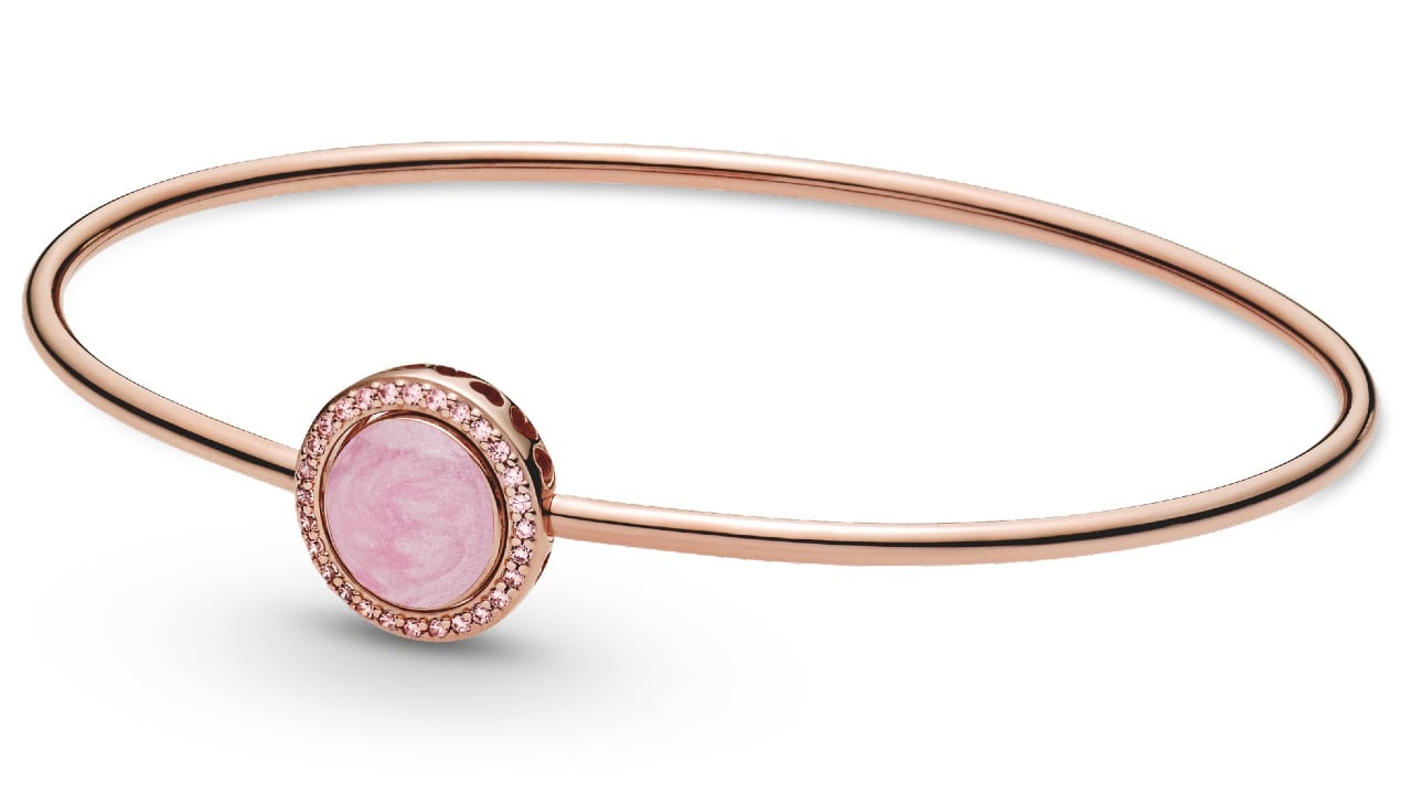 rose gold bangle with pink stone