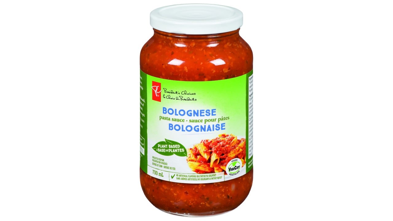 jar of plant-based bolognese sauce