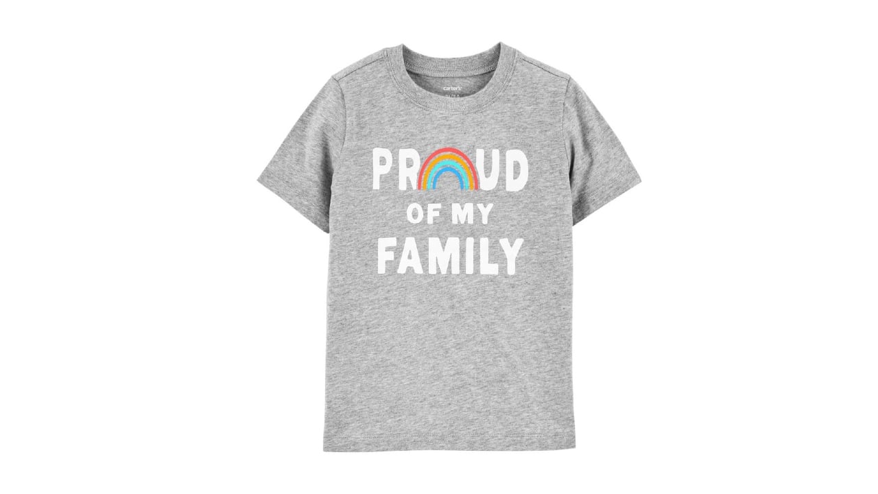 A tee with the text 'Proud of my family' and a rainbow from Carter's/OshKosh