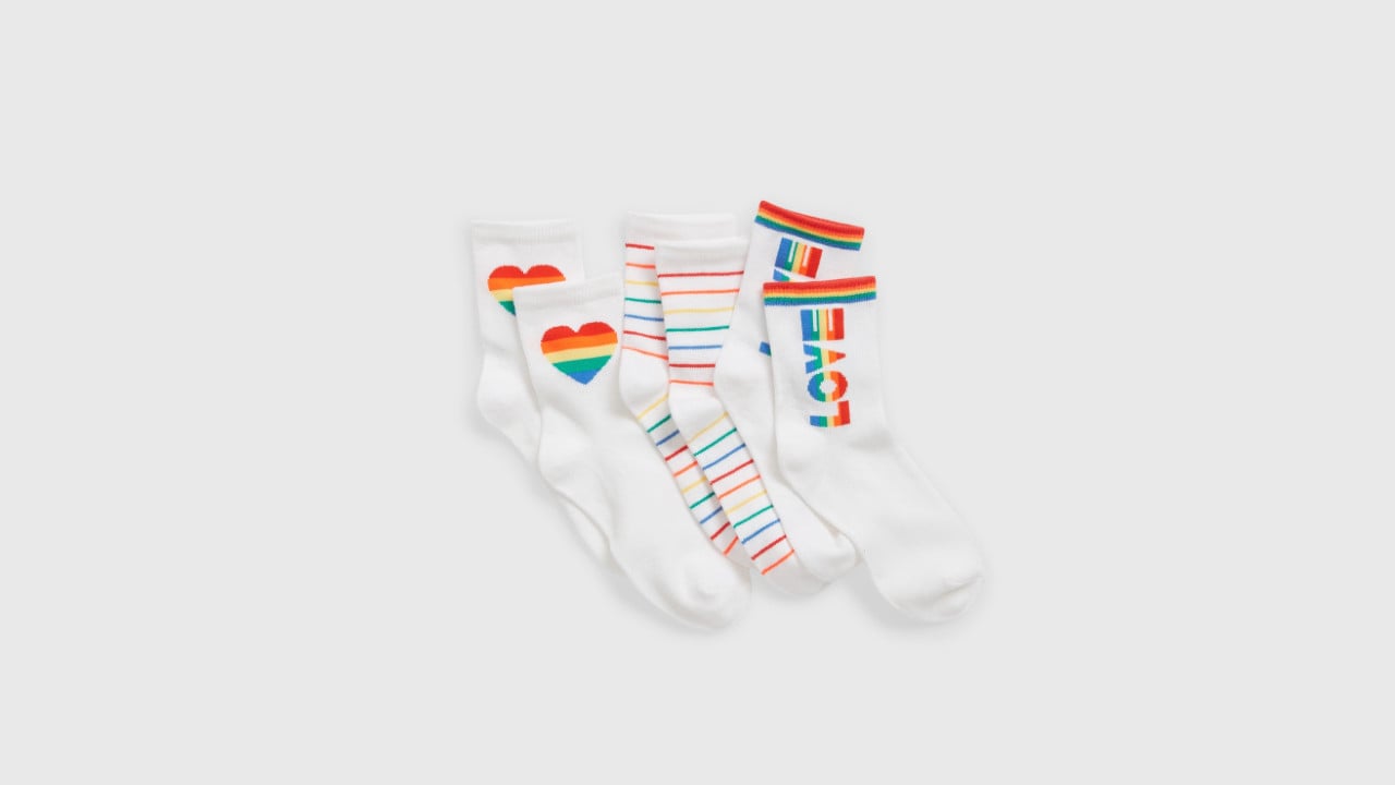 Crew socks by Gap with a pride print