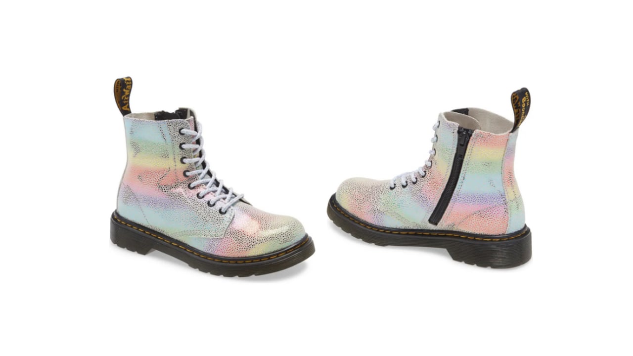Rainbow Dr. Martens boots for kids