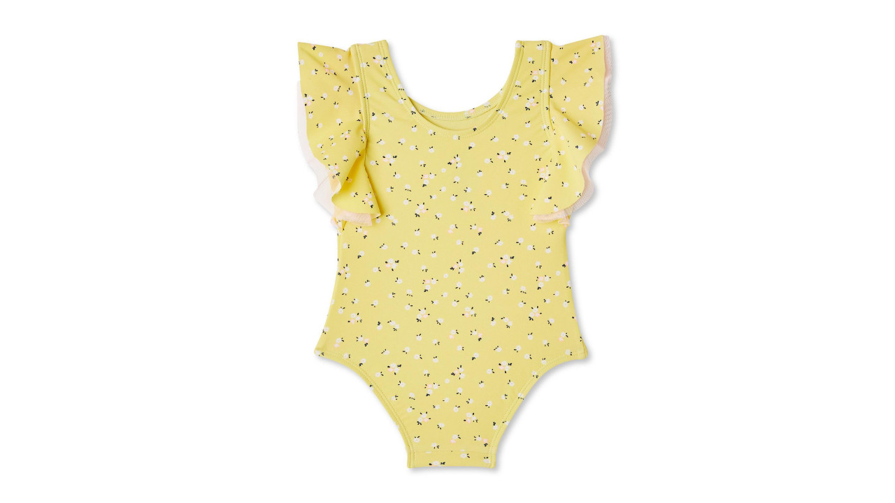 Yellow ditsy flower one-piece swimsuit