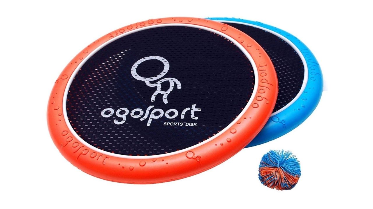 orange and blue sport disks