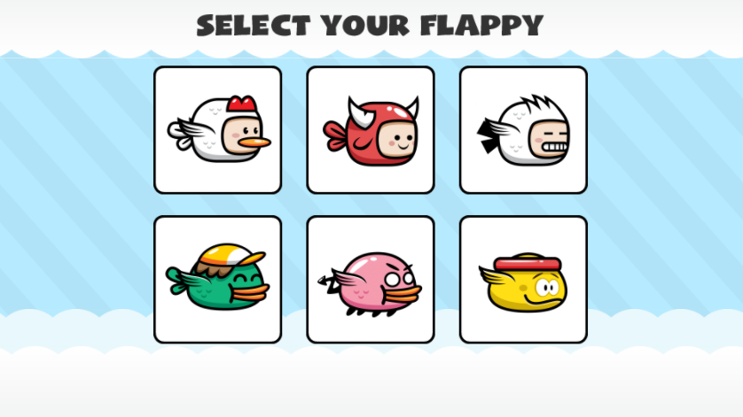 Kids select their flappy in the typing game Flappy Typing.