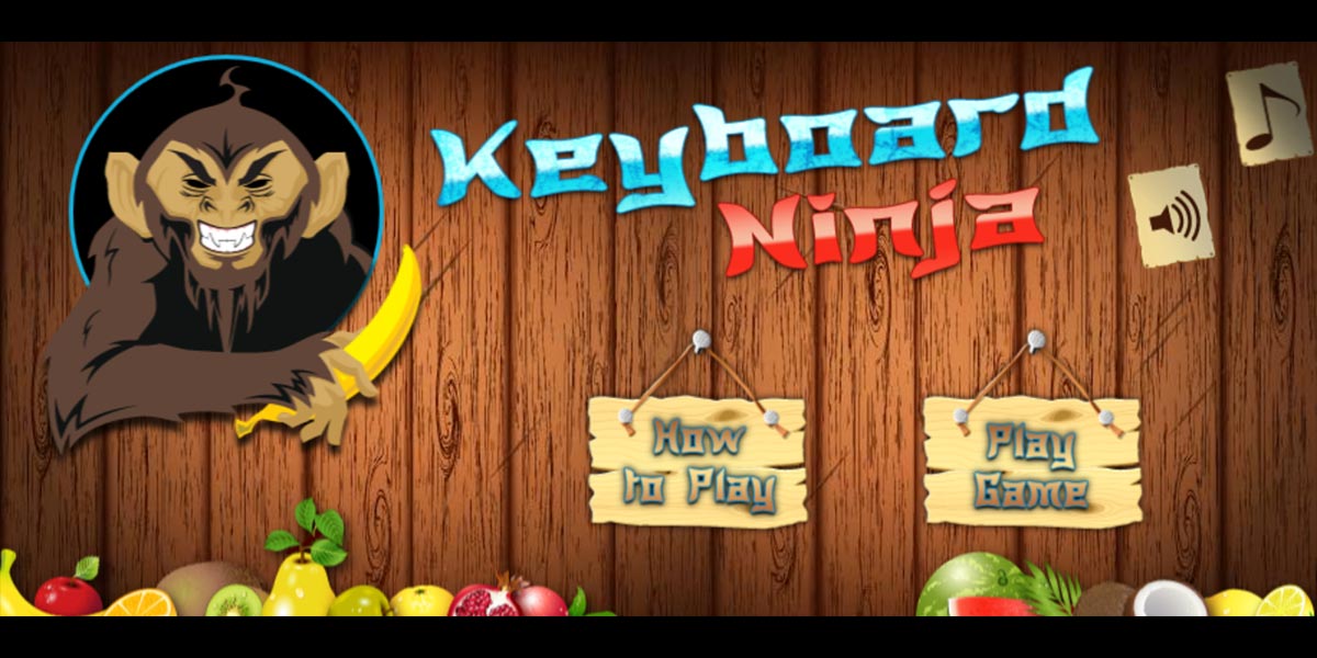 A screenshot of the kids' typing game Keyboard Ninja