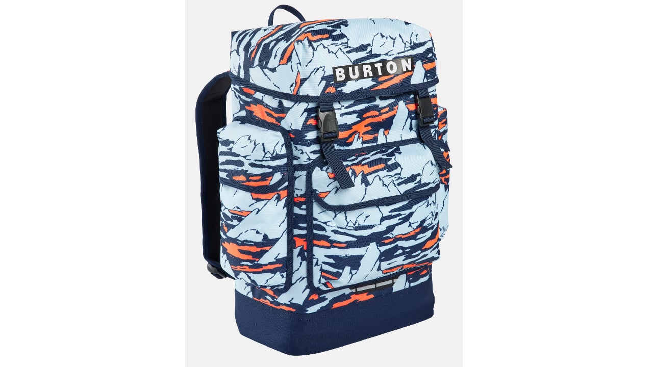White, navy and orange abstract mountain pattern