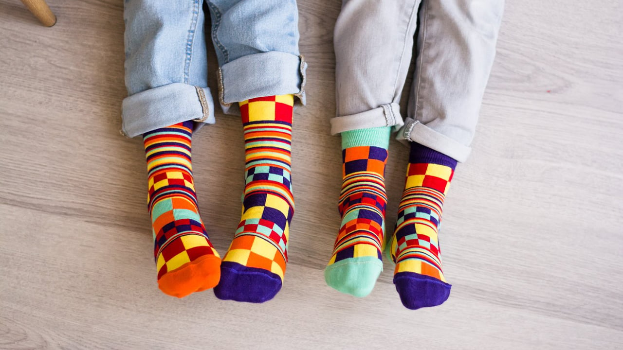 Mismatched colourful socks