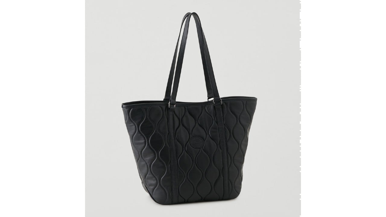 Large black quilted tote