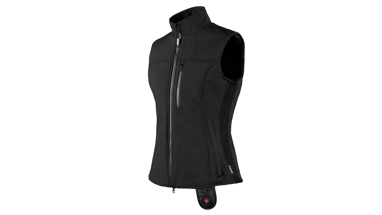 Black heated vest with built-in remote