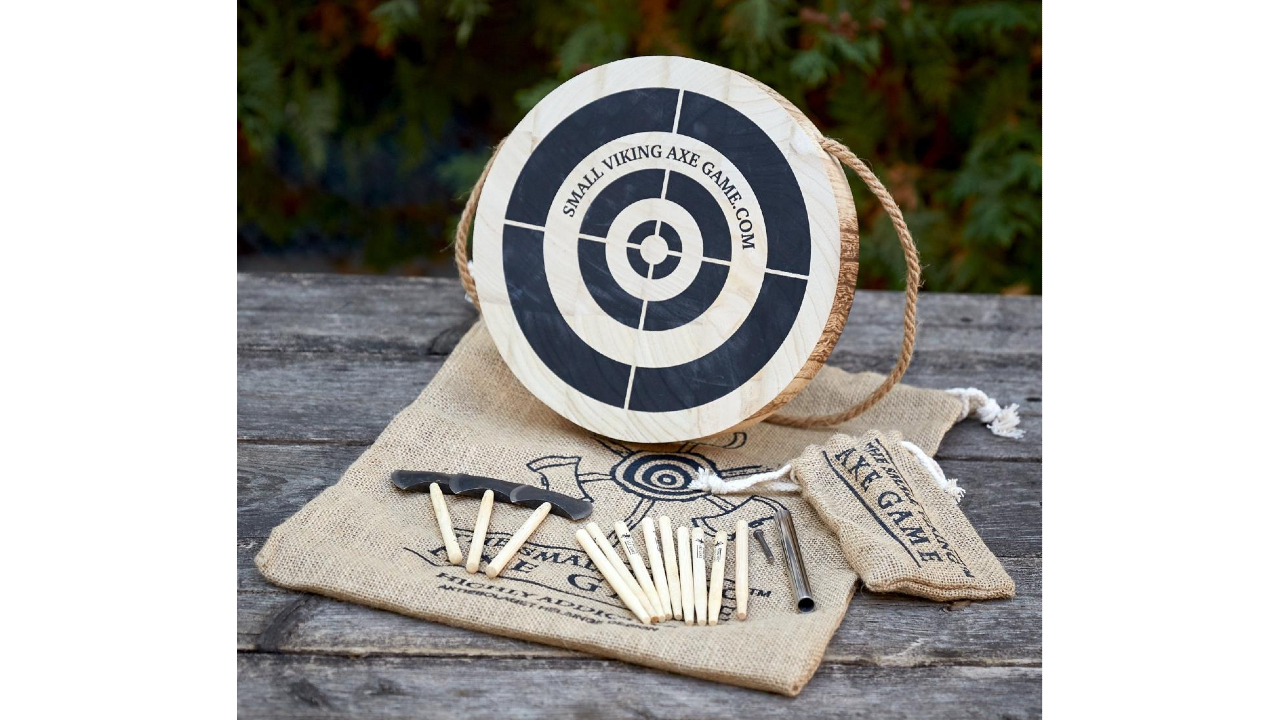 mini axe throwing game with target and and small axe