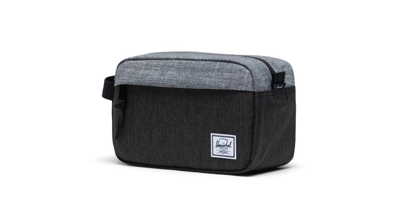 Black and grey zippered travel kit