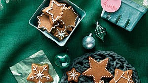 Photo of gingerbread cookies cut into star shapes