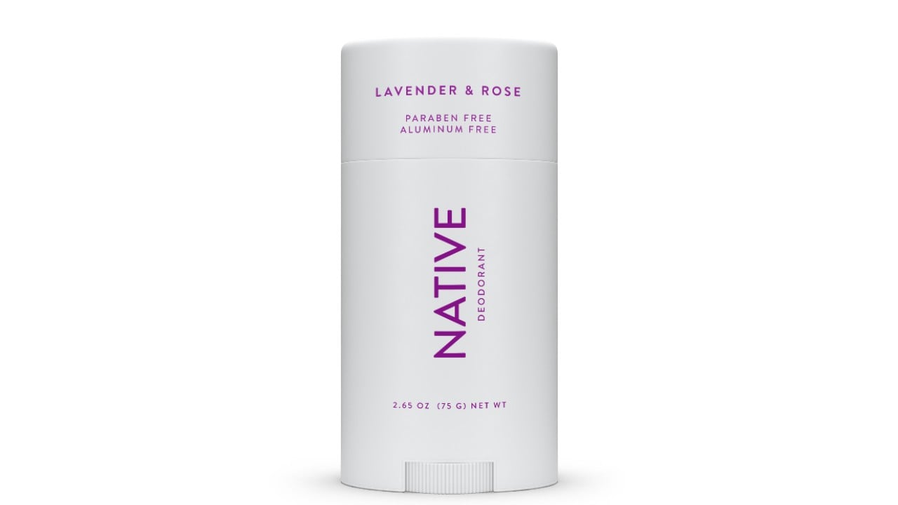 Photo of Native Deodorant in the scent lavender and rose.