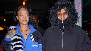 Photo of Rihanna on a walk with ASAP Rocky