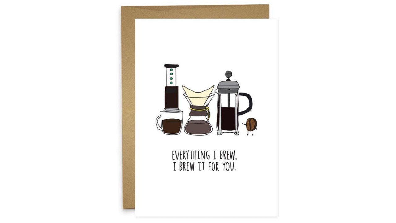 Greeting card with coffee pots