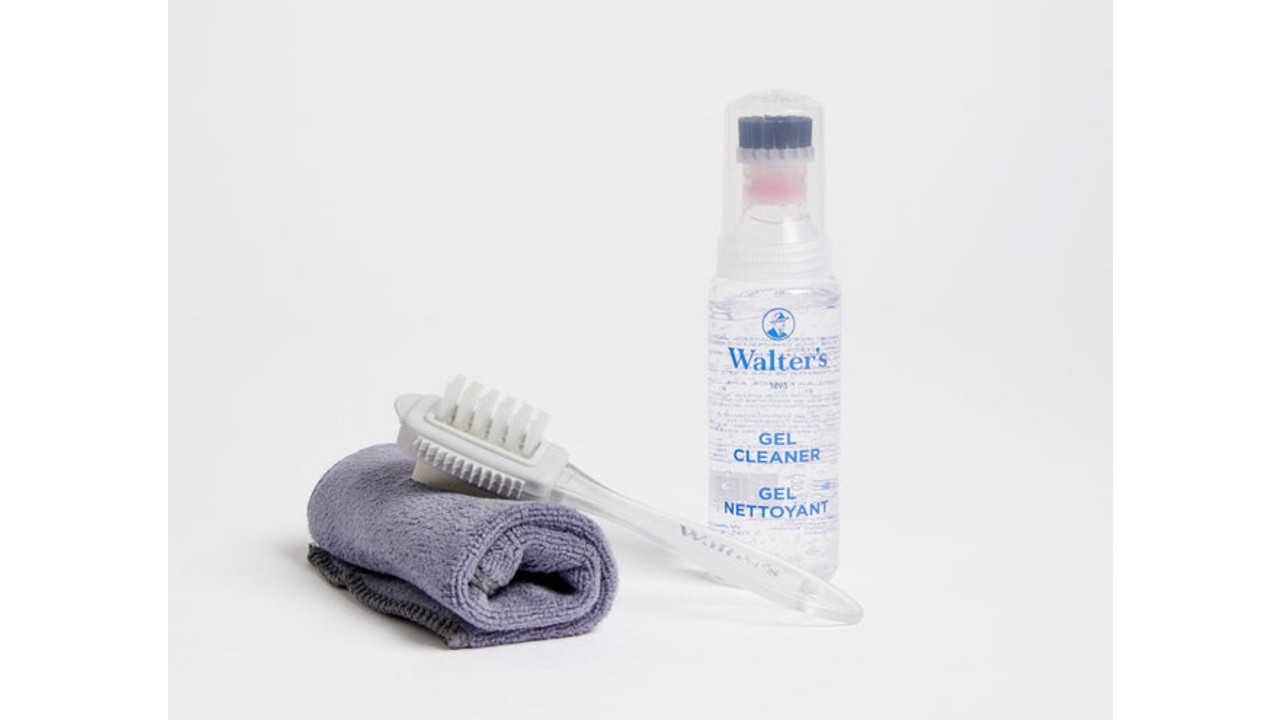 eco-friendly sneaker kit with brush, towel and solution